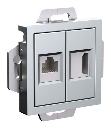Розетка HDMI+RJ45 без рамки Systeme Electric AtlasDesign 2-м алюминий фото Розетка HDMI+RJ45 без рамки Systeme Electric AtlasDesign 2-м алюминий картинка
